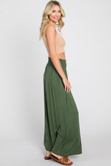 Olive Smocked Waist Flowy Pants