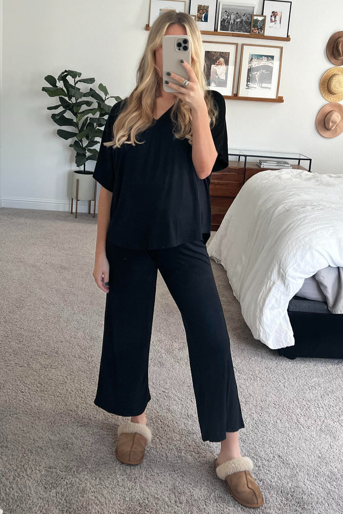 Black Cropped Pant Maternity Set
