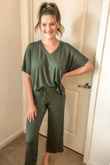 Olive Cropped Pant Set