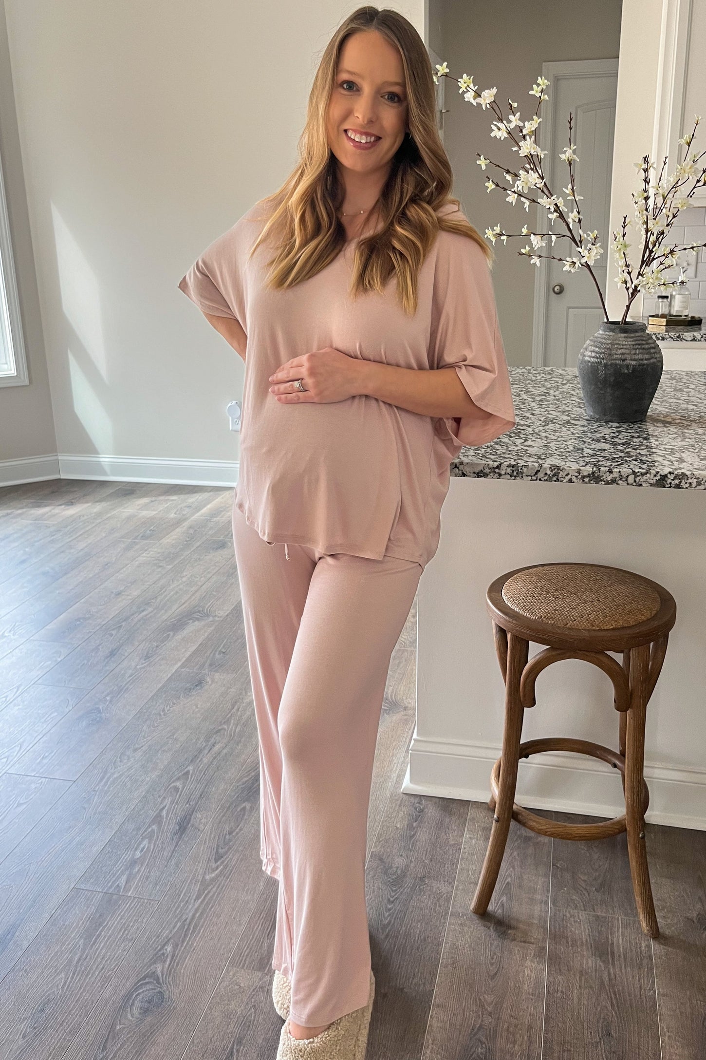 Taupe Cropped Pant Maternity Set