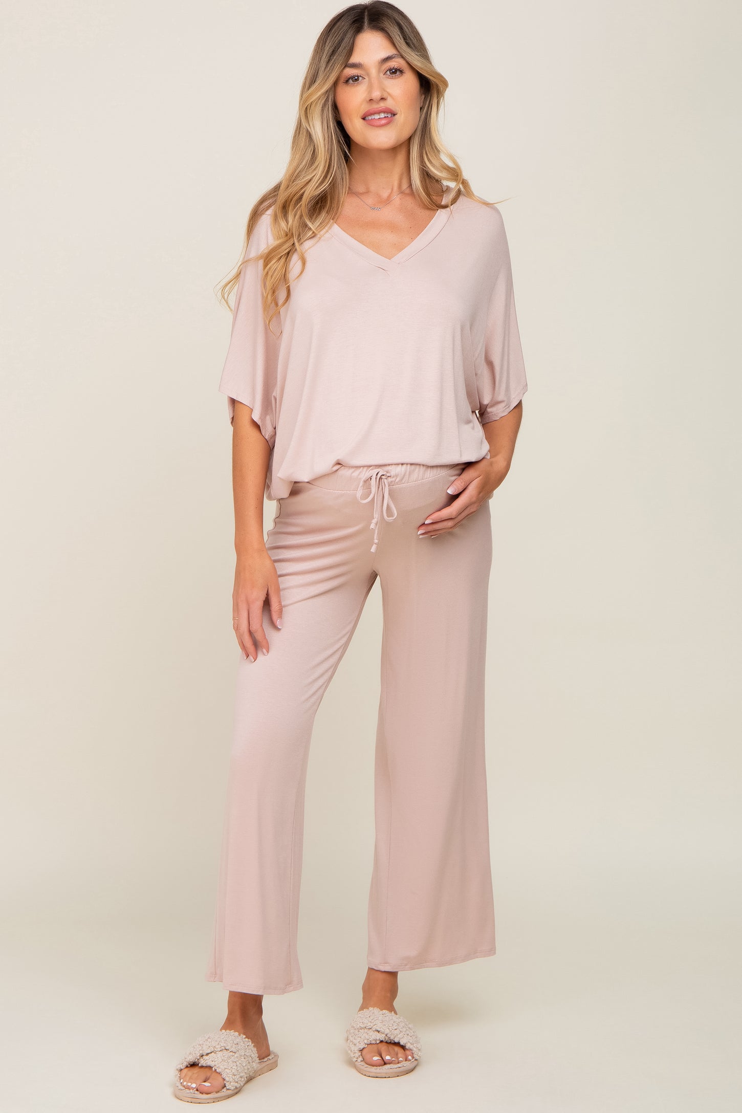 Taupe Cropped Pant Maternity Set