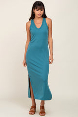 Emerald Basic Maternity Shift Midi Dress