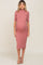 Mauve Ribbed Mock Neck Maternity Midi Dress