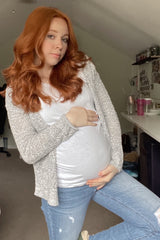 Blue Distressed Raw Hem Maternity Jeans