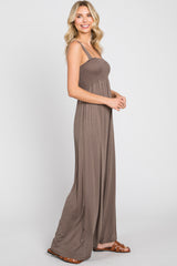 Brown Sleeveless Wide Leg Jumpsuit