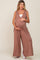 Mocha Deep V Sleeveless Wide Leg Maternity Jumpsuit