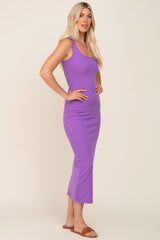 Lavender Ribbed Basic Maxi Dress