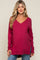 Magenta Oversized Knit Side Slit Maternity Top