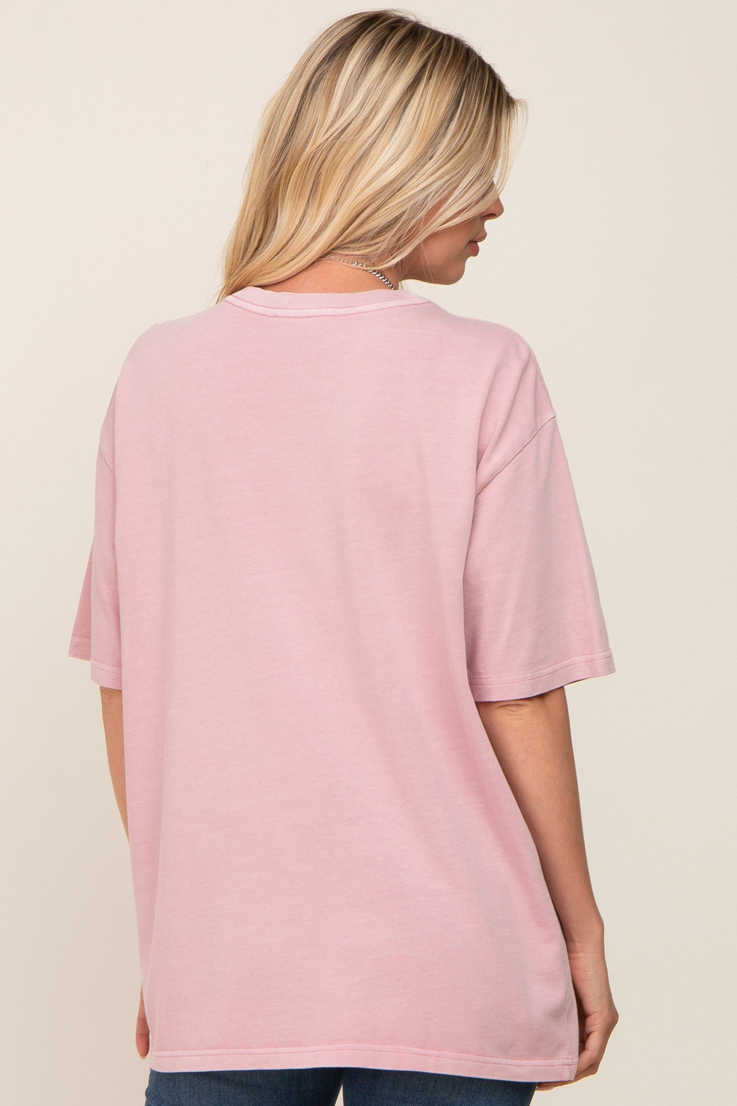 Pink Basic Oversized T-Shirt