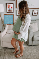 Lime Ribbed V-Neck Maternity Romper