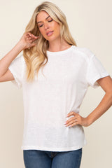 White Raw Hem Maternity Tee
