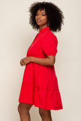 Red Collared Tiered Dress