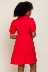 Red Collared Tiered Dress