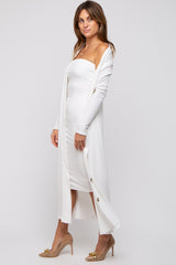White Ribbed Dress Set