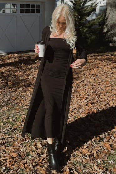 long black dress with cardigan Ribbed Sleeveless Set – PinkBlush #D1590K Long Sleeve Maxi Dress ACTRESS•MODEL•WHATEVER Monday memories. I Size CN/US:4X / 22W