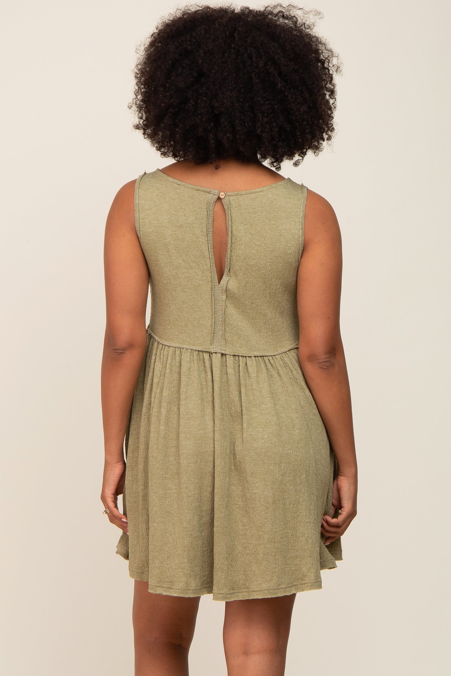 Olive Sleeveless Babydoll Mini Dress