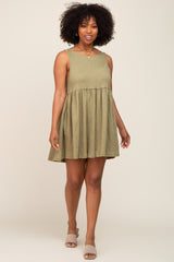 Olive Sleeveless Babydoll Mini Dress
