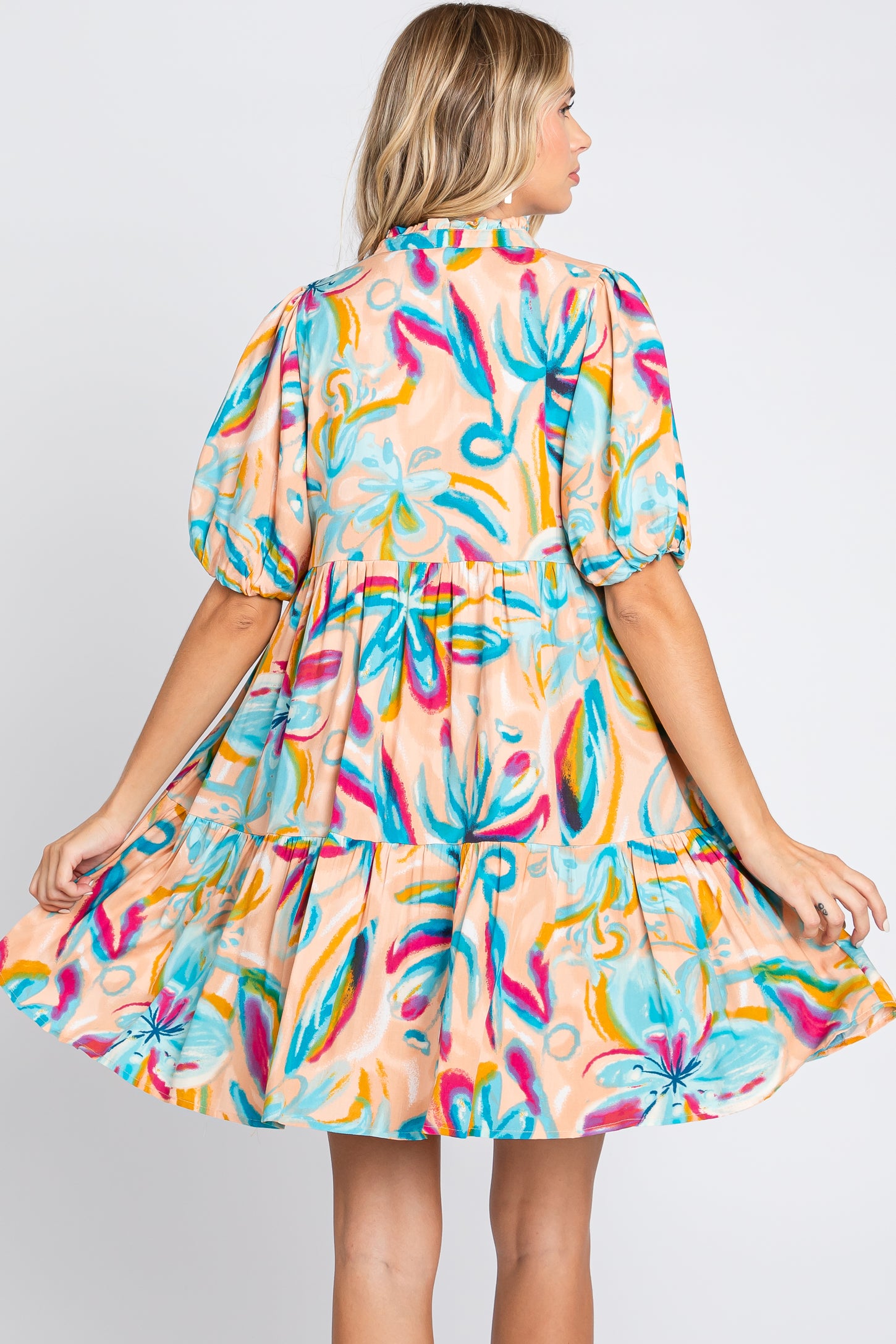 Multicolor Abstract Floral Dress