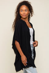 Black Fringe Dolman Sleeve Cover Up