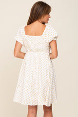Yellow Floral Dotted Button Front Dress