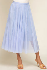 Light Blue Tulle Midi Skirt
