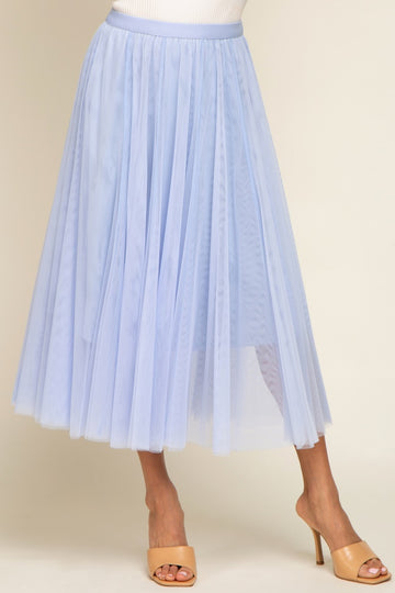 Light Blue Tulle Midi Skirt