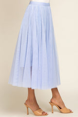 Light Blue Tulle Midi Skirt