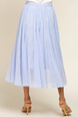 Light Blue Tulle Midi Skirt