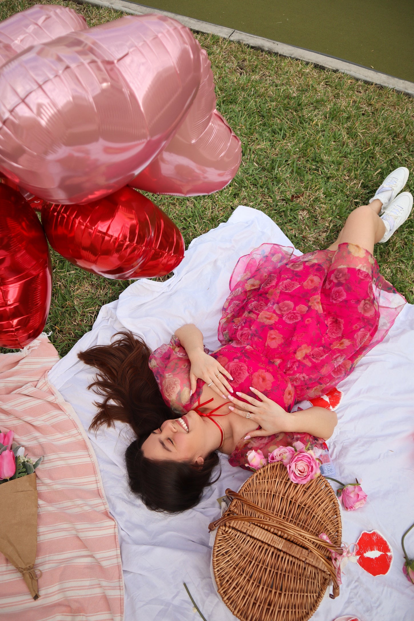 Pink Floral Organza Square Neck Babydoll Dress