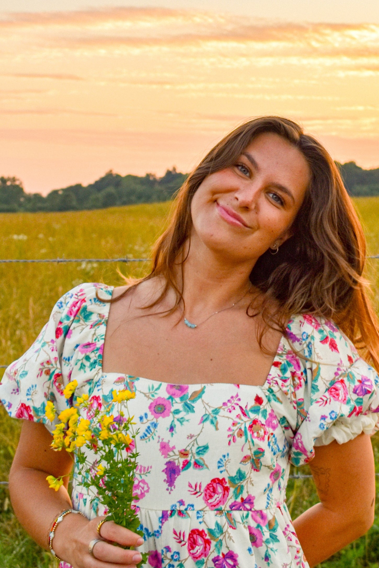 Ivory Floral Wide Leg Puff Sleeve Jumpsuit