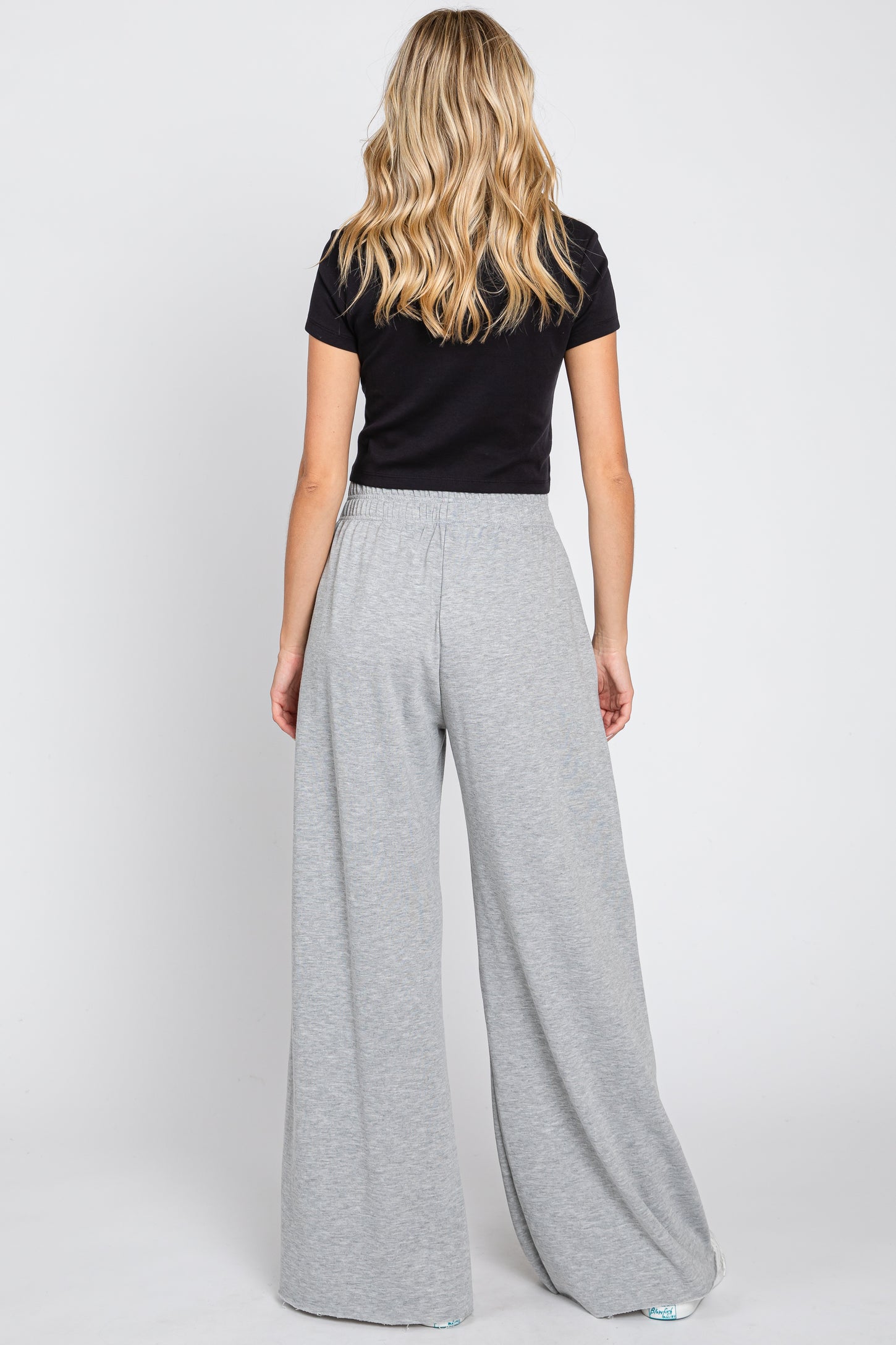 Heather Grey Soft Fleece Wide Leg Lounge Pants