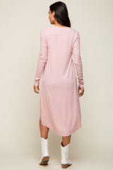 Light Pink Button Front Knit Cardigan