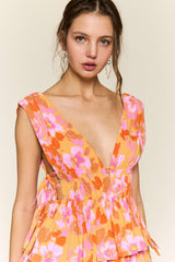 Orange Floral Mini Dress