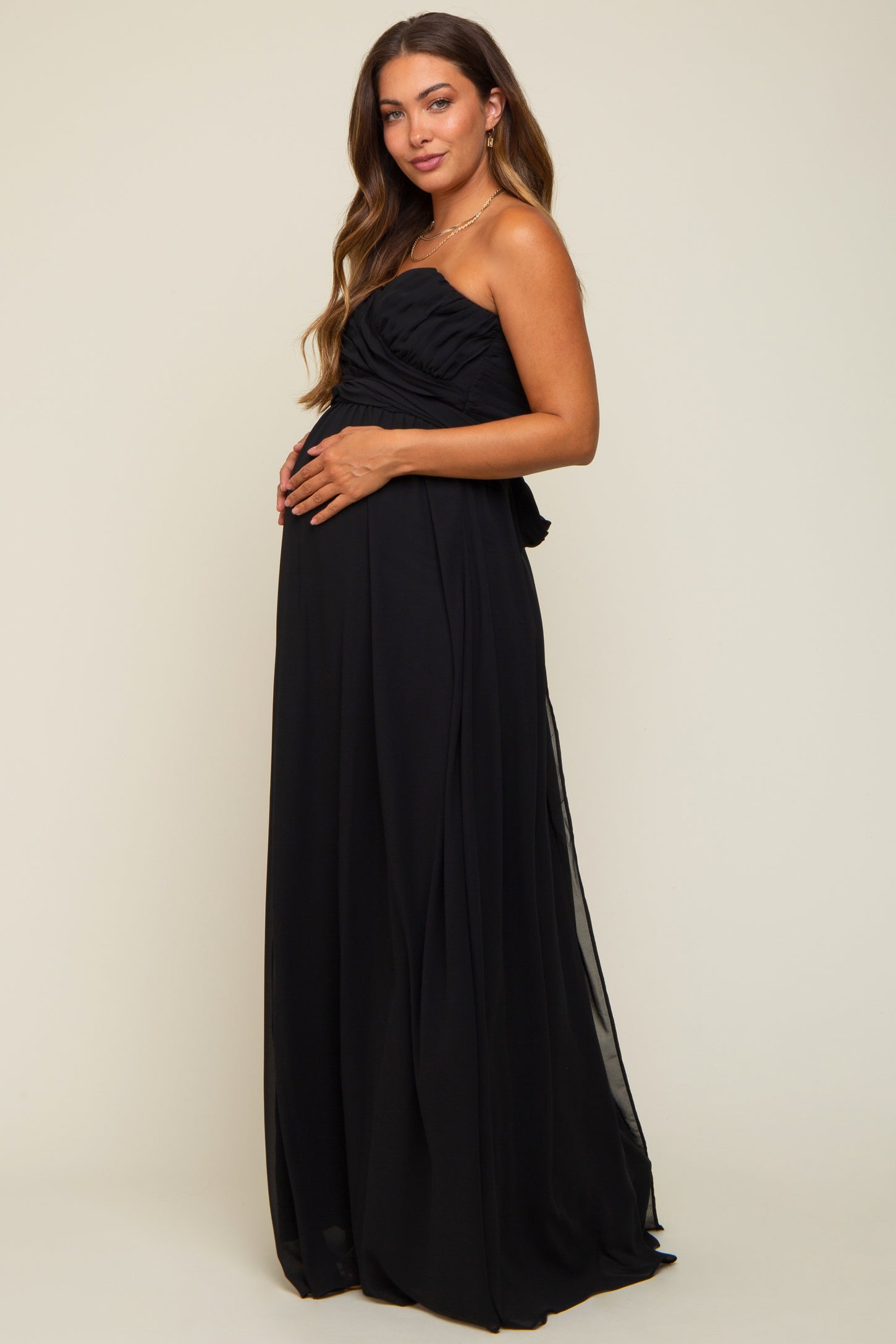 Black Sweetheart Convertible Chiffon Maternity Gown