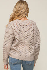 Taupe Open Chunky Knit Maternity Sweater