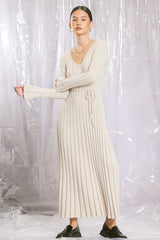 Taupe Ribbed Knit Maxi Dress