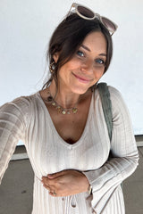 Taupe Ribbed Maternity Knit Maxi Dress