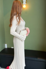 Taupe Ribbed Knit Maxi Dress