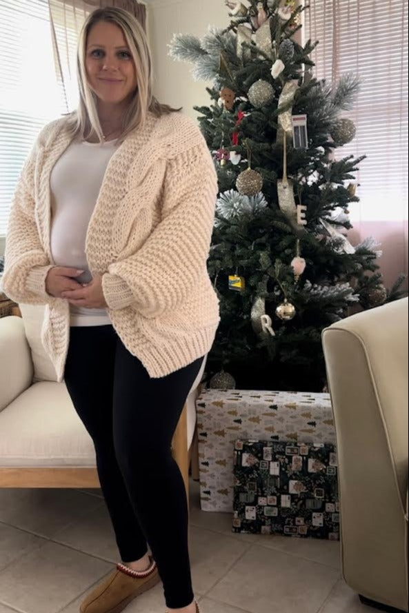 Cream Chunky Knit Maternity Cardigan