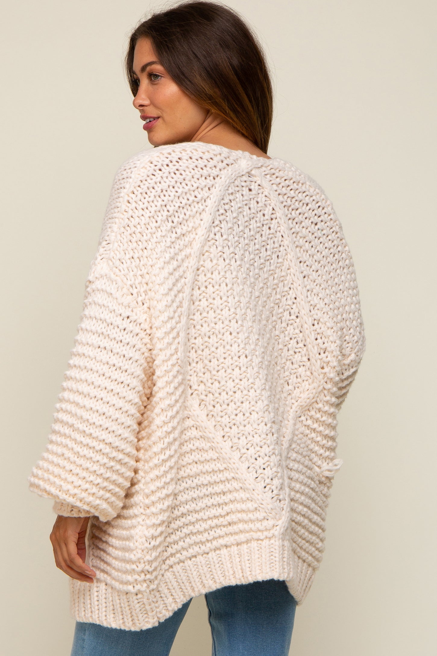 Cream Chunky Knit Maternity Cardigan