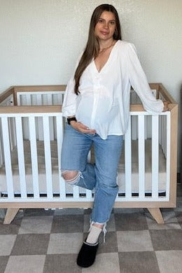 White Long Puff Sleeve Maternity Blouse Top
