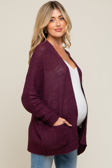 Plum Cuff Sleeve Maternity Cardigan