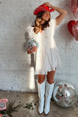 Pink Rose Pintuck Detail Tiered Button Floral Mini Dress