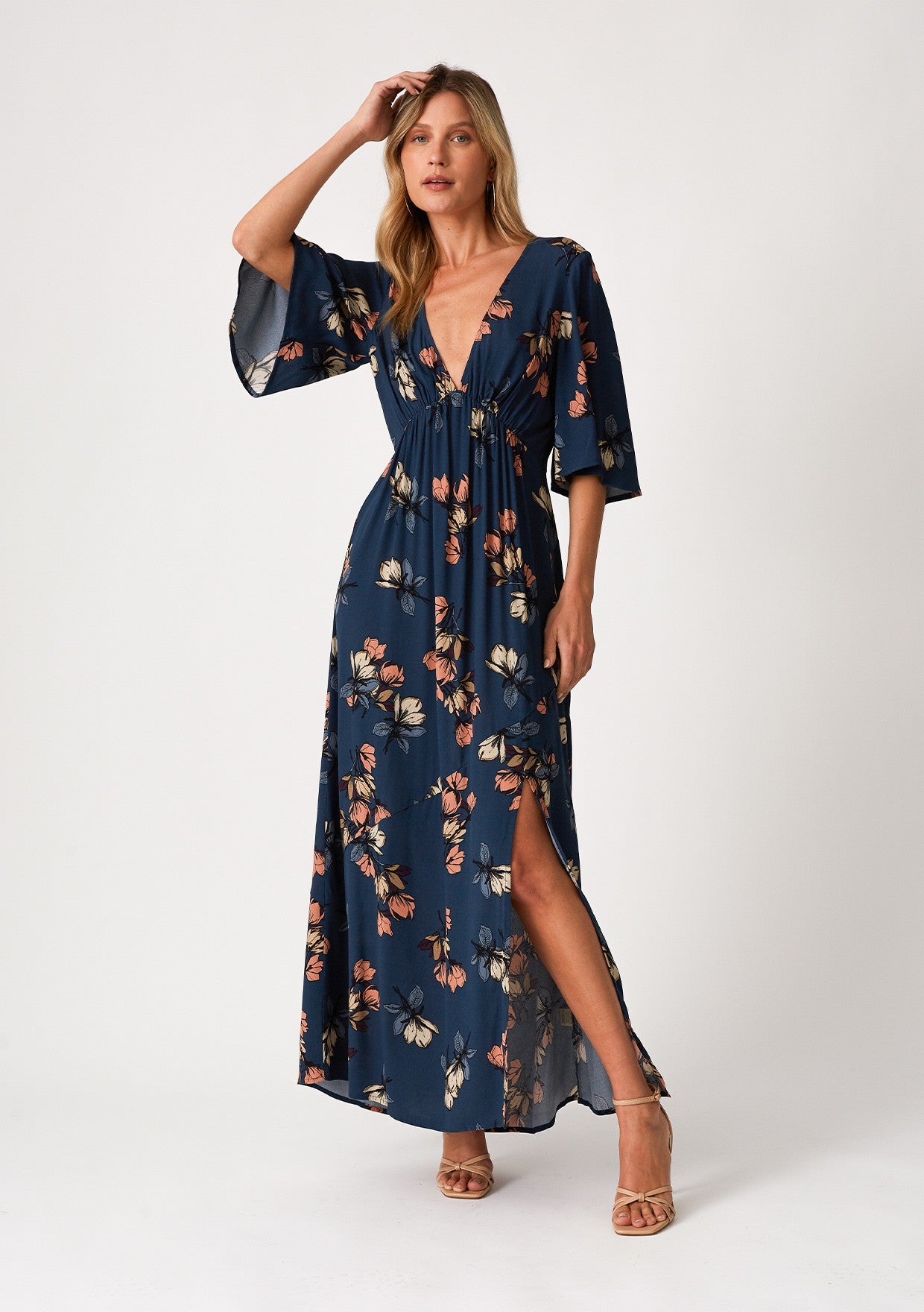 short sleeve floral dress maxi Womens Floral V Neck Short Ruffle Sleeve Chiffon Dress Boho Floral High Waist Flowy Ruffle Maxi Dress Short Sleeve Maxi Dress at Amazon Women's Clothing store