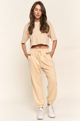 Yellow Drawstring Maternity Sweatpants