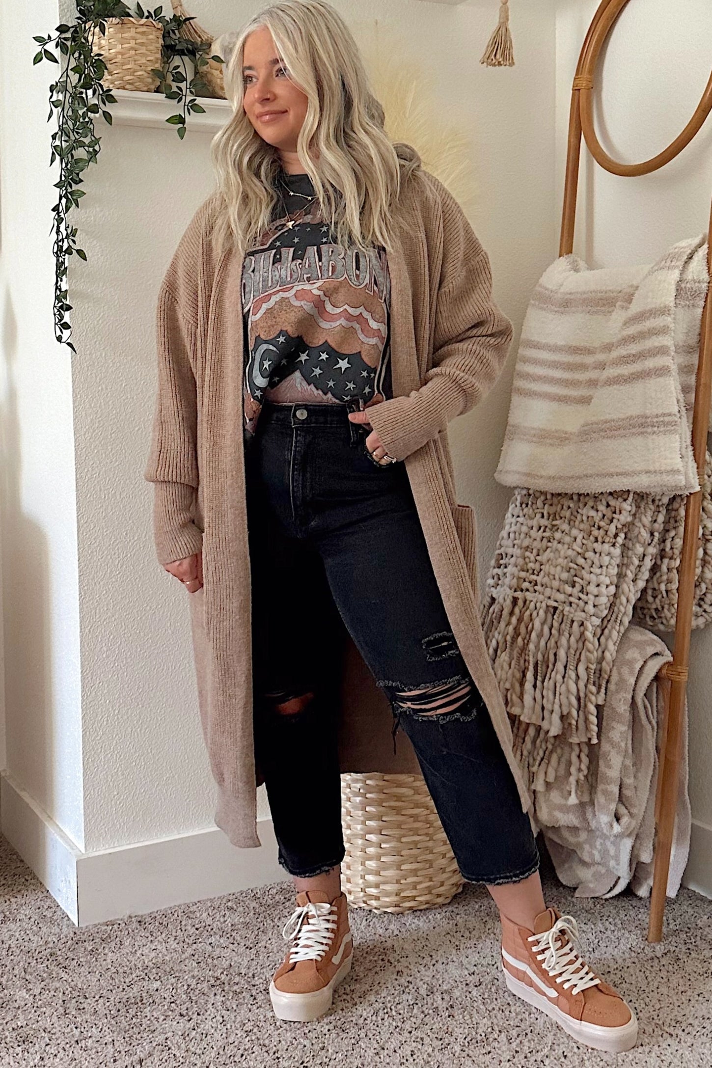 Taupe Chunky Knit Long Sweater Cardigan