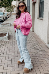 Orchid Mixed Braided Cable Knit Sweater