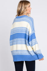 Blue Brushed Striped Sweater