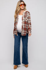 Navy Distressed Accent Wide Leg Maternity Jeans