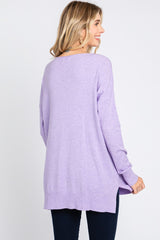 Lavender Long Sleeve Side Slit Sweater